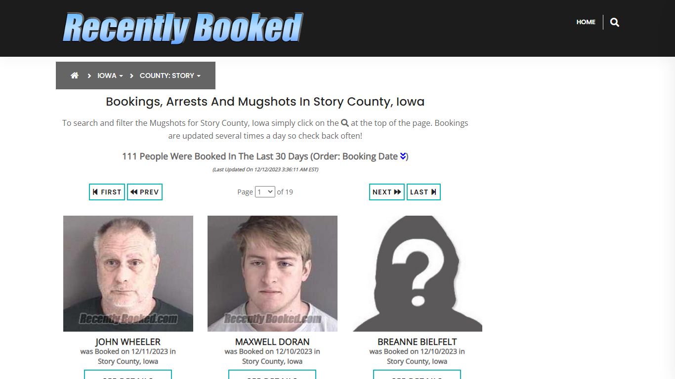 Recent bookings, Arrests, Mugshots in Story County, Iowa - Recently Booked